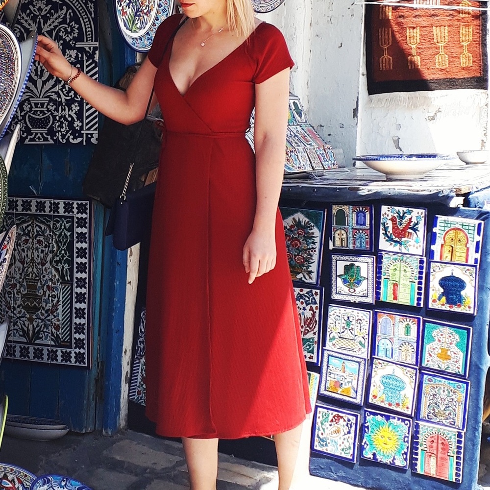 Audrey Deep Red Ribbed Dress
